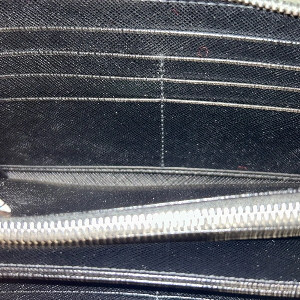Prada Saffiano Black Leather‎ Large Zip-Around Wallet